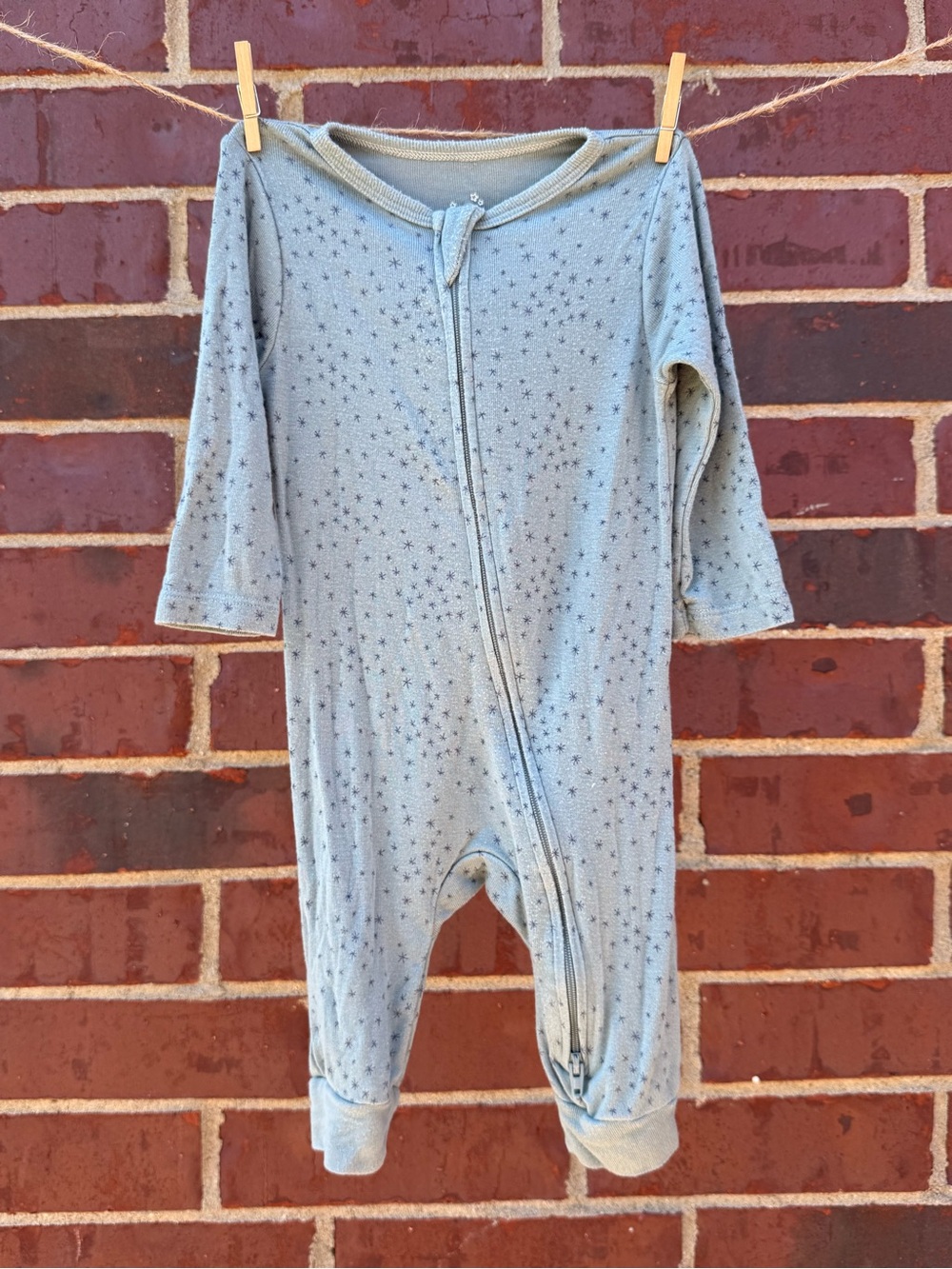 cloud island Soft Cotton Footie One-Piece - Light Blue & Navy - Picture 2 of 7